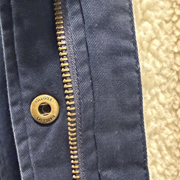 Hollister Navy Jacket with Faux Fur Hood sz S - Picture 13 of 14